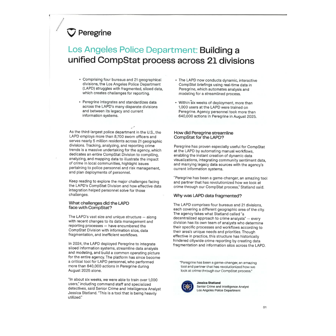 Building a unified CompStat process across 21 divisions packet ...